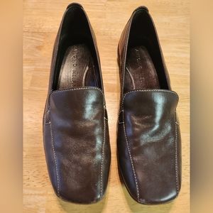 ANTONIO MELANI Women's Brown Leather Flats Loafers Sz 8.5 Nelson